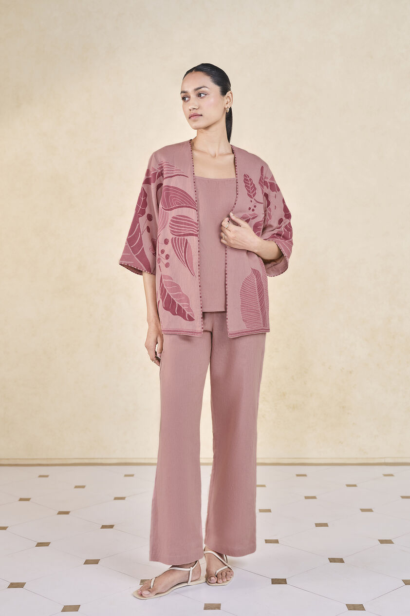 Fig Handcrafted Kantha Overlayer Set - Pink, Pink, image 1